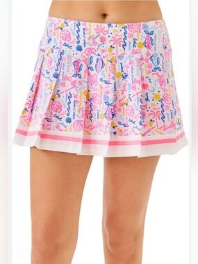🩷💛 NWT! LILLY PULITZER Pink, White, & Blue Luxletic Drewlyn Skort UPF50+ - Sz 16